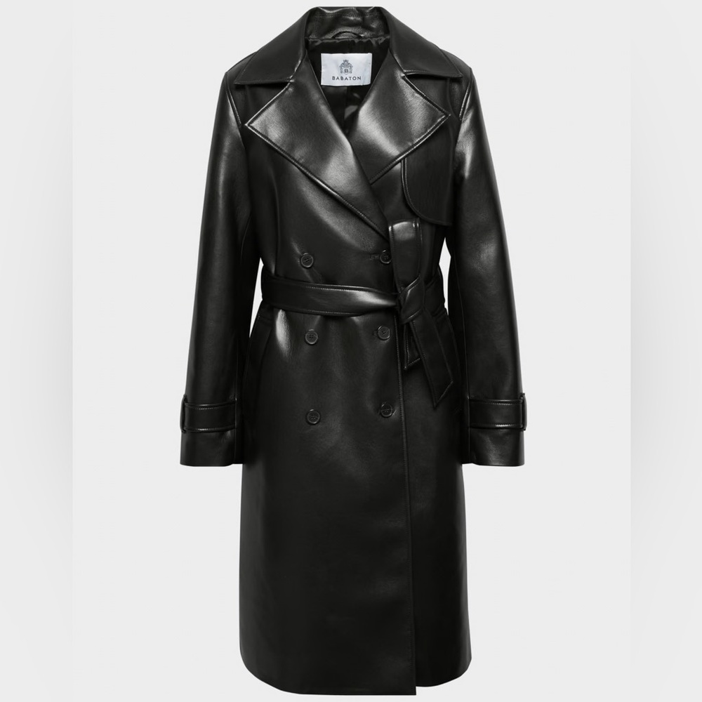 Babaton fake leather trench coat